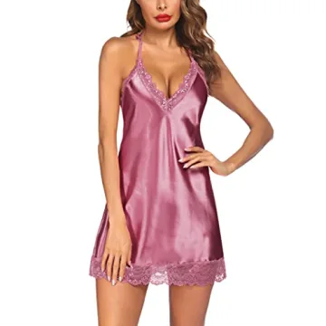 Avidlove Women's Satin Lace Nightgown Silk Chemise Slip