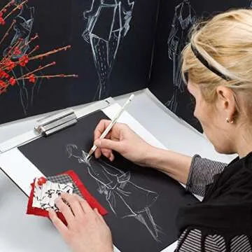 Brusarth White Charcoal Pencils Drawing Set, Professional 6 Pieces Sketch Highlight White Pencils for Drawing, Sketching, Shading, Blending, White Chalk Pencils for Beginners & Artists