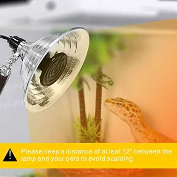 Aygrochy Reptile Heat Lamp, 100W and Clamp Lamp Light with 8.5" Detachable Aluminum Reflector, 6 feet Cord, Digital Thermometer