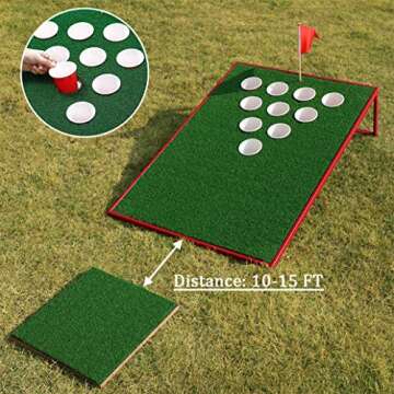 SPRAWL Golf Pong Cornhole Set Exciting Golf Chipping Game Chip Shot Game with 2 Target Boards 8 Golf Balls for Tailgate Beach Backyard Man Cave