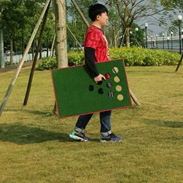 SPRAWL Golf Pong Cornhole Set Exciting Golf Chipping Game Chip Shot Game with 2 Target Boards 8 Golf Balls for Tailgate Beach Backyard Man Cave