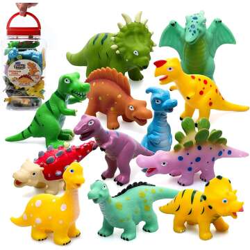 Mold-Free Dinosaur Bath Toys for Toddlers - 12 PCS