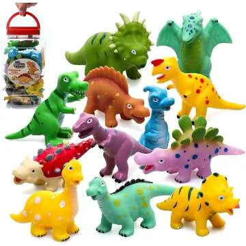 Mold-Free Dinosaur Bath Toys for Toddlers - 12 PCS