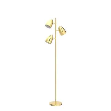 addlon Tree Floor Lamp with 3 Adjustable Rotating Lights and Matching LED Bulbs, Standing Tall Pole Lamps for Living Room, Bedroom, Home, Office - Brass Gold