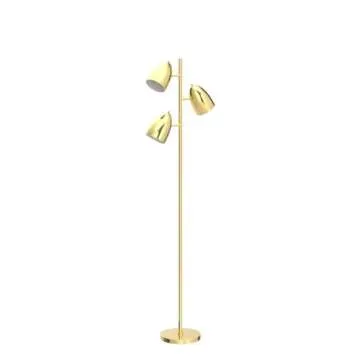 addlon Tree Floor Lamp with 3 Adjustable Rotating Lights and Matching LED Bulbs, Standing Tall Pole Lamps for Living Room, Bedroom, Home, Office - Brass Gold