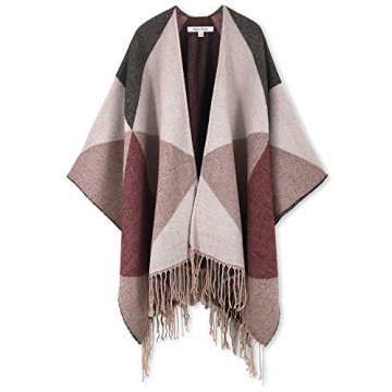 Moss Rose Women's Travel Plaid Shawl Wrap Open Front Poncho Cape for Fall Winter