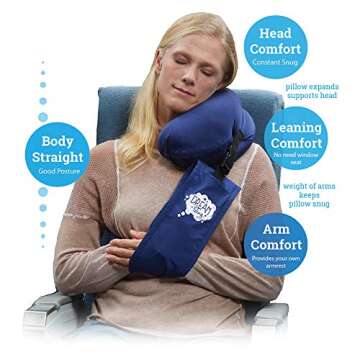 DreamSling Travel Pillow - First Neck Pillow with an Arm-Sling! Supports The Head, Body, and Arms, P...