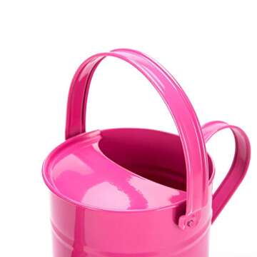 Sungmor 1.5L (or 51oz) Pink Metal Watering Can - Kids Children Garden Outdoor Watering Bucket - Small Portable Indoor Watering Equipment with Anti-Rust Powder Coating Treatment and Beautiful Color