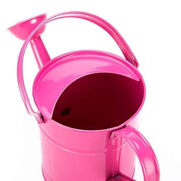 Sungmor 1.5L (or 51oz) Pink Metal Watering Can - Kids Children Garden Outdoor Watering Bucket - Small Portable Indoor Watering Equipment with Anti-Rust Powder Coating Treatment and Beautiful Color