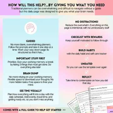 ADHD Daily Planner for Neurodivergent Adults - Productivity Daily Planner & Task Management to Stay Organized and Focused (Rainbow)