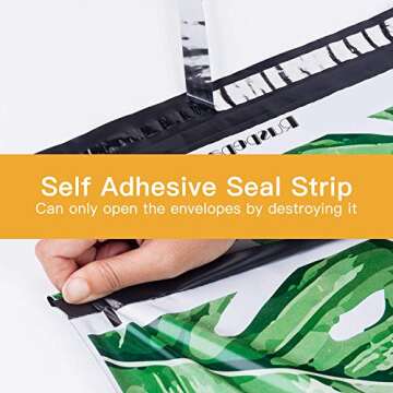 RUSPEPA 14.5x19 Poly Mailer 3 Mil Thick Tropical Leaves Ink Painting Heavy Duty Self Seal Shipping Bags with Easy Open Pull Tab Mailing Envelopes - 50 Pack