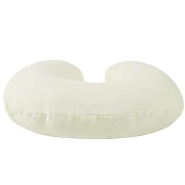 Onacosht Muslin Nursing Pillow Cover Soft 100% Cotton Feeding Pillow Slipcover Fits Standard Infant Nursing Pillow for Baby Boy and Girl, Ivory White