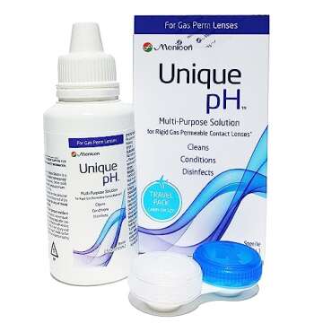 Menicon Unique pH Multi-Purpose Saline Solution Travel Pack 2.5 Oz and DMV Scleral Cup Large Contact...