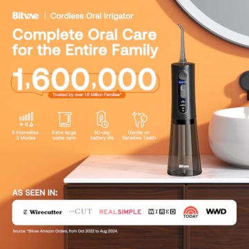 Bitvae Water Dental Flosser - Cordless, Rechargeable, IPX7 Waterproof