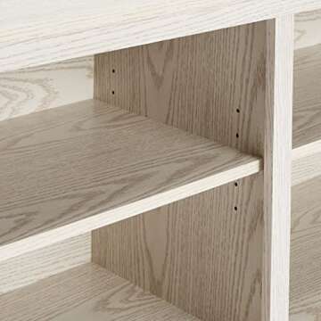 ROCKPOINT 58inch TV Stand Media Console for TV’s up to 65 Inches, Home Living Room Storage Console, Entertainment Center with 4 Open Storage Shelves, Modern TV Console Table (White)