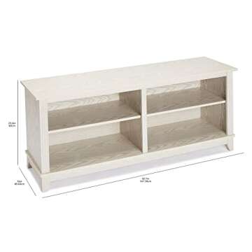 ROCKPOINT 58inch TV Stand Media Console for TV’s up to 65 Inches, Home Living Room Storage Console, Entertainment Center with 4 Open Storage Shelves, Modern TV Console Table (White)