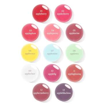 NOONI Vegan Appleseed Lip Oil Set - Applecherry & Appleplum | Lip Stain with Apple Seed Oil, Long-Lasting, Lip Plumping, Gift Sets, For Chapped Flaky Lips, Valentine Day Gifts, 0.12 Fl Oz x 2 EA