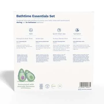 Mustela Baby Bath Time Essentials Gift Set - Natural & Plant-Based Baby Skin Care - 4 Items Set