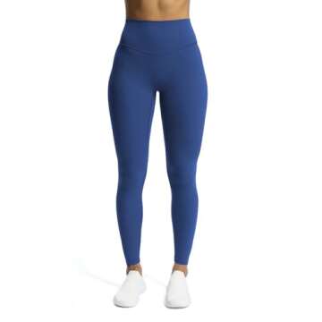 Aoxjox High Waisted Workout Leggings for Women Tummy Control Buttery Soft Yoga Metamorph Deep V Pants 26" (Bellwether Blue, Medium)