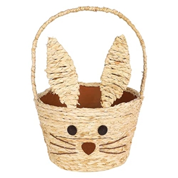 Juegoal Adorable Easter Bunny Woven Basket for Kids - Cute Rabbit Design for Egg Hunts