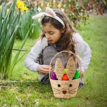 Juegoal Easter Bunny Woven Basket for Kids at Parties
