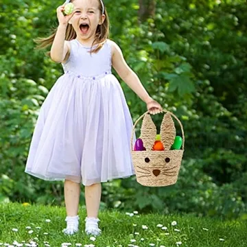 Juegoal Easter Bunny Woven Basket for Kids at Parties