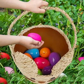 Juegoal Easter Bunny Woven Basket for Kids at Parties