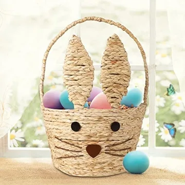 Juegoal Easter Bunny Woven Basket for Kids at Parties