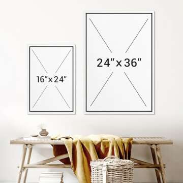 NWT Framed Canvas Print Wall Art Grunge Gold Flying Bird Collage Nature Wilderness Illustrations Modern Art Decorative Landscape Rustic Zen Colorful for Living Room, Bedroom, Office - 24"x36" White