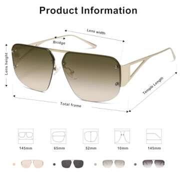 SOJOS Trendy Aviator Sunglasses Mens Womens Retro Metal Rimless Frame Shades Lentes De Sol Para Mujer SJ1192 Dark Brown