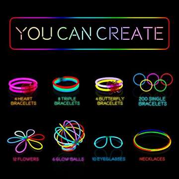 Glow Sticks Party Supplies Pack - 458 Pcs Glow in the Dark Sticks, Party Favors