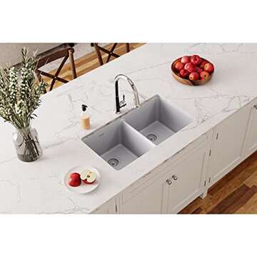 Elkay Quartz Classic ELGU3322GS0 Greystone Double Bowl Undermount Sink - Durable & Stylish