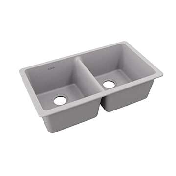 Elkay Quartz Classic Double Bowl Undermount Sink - Greystone