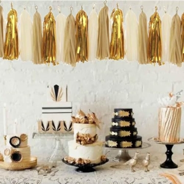 GAKA Gold Tissue Tassel Garland for All Occasions