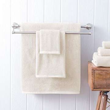 Welhome Franklin Premium | 2 Bath Towels 2 Hand Towels 2 Washcloths |Popcorn Textured Cream Bathroom Towels Set | Hotel & Spa Towels for Bathroom |Soft & Absorbent | 100% Cotton 6 Piece Bath Linen Set