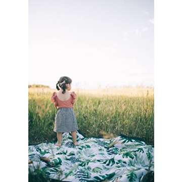 Little Unicorn 5'x5' Outdoor Family Picnic & Beach Blanket | Durable & Water-Resistant Fabric | Compact Fold & Easily Wipes Clean | Zipper Pocket (Tropical Leaf)