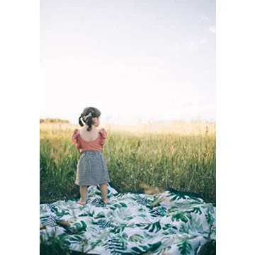 Little Unicorn 5'x5' Outdoor Family Picnic & Beach Blanket | Durable & Water-Resistant Fabric | Compact Fold & Easily Wipes Clean | Zipper Pocket (Tropical Leaf)