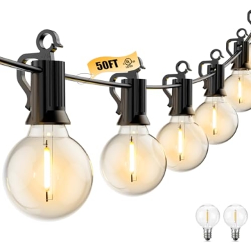 Brightown 50ft Dimmable Outdoor String Lights for Patio