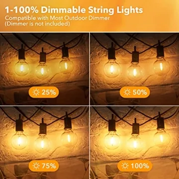 Brightown 50ft Dimmable Outdoor String Lights for Patio