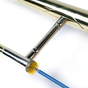 MusicNomad Premium Trombone Snake Cleaning Brush, Vinyl Free, Waterproof, Uncoils Straight (44 in/11...