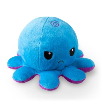 TeeTurtle Reversible Octopus Plushie - Express Emotions with Adorable Softness, 4 inch