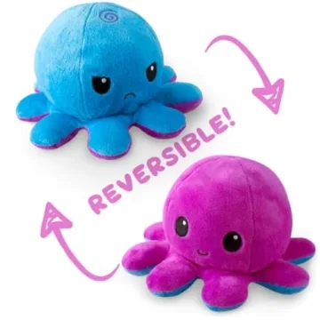 TeeTurtle Reversible Octopus Plushie - Show Your Mood, 4 inch