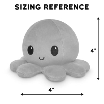 TeeTurtle Reversible Octopus Plushie - Show Your Mood, 4 inch