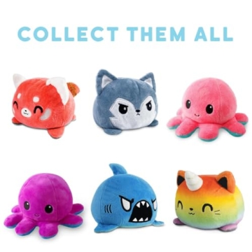 TeeTurtle Reversible Octopus Plushie - Show Your Mood, 4 inch