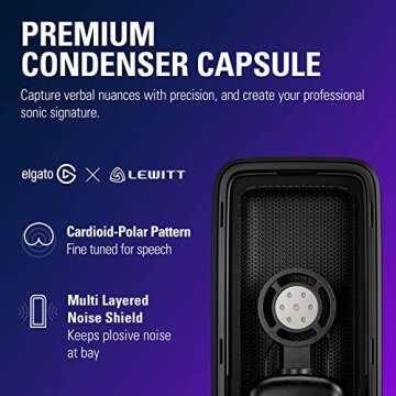 Elgato Wave:3 White - Premium Studio Quality USB Condenser Microphone for Streaming, Podcast, Gaming and Home Office, Free Mixer Software, Anti-Distortion, Plug ’n Play, for Mac, PC