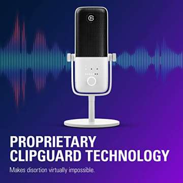 Elgato Wave:3 White - Premium Studio Quality USB Condenser Microphone for Streaming, Podcast, Gaming and Home Office, Free Mixer Software, Anti-Distortion, Plug ’n Play, for Mac, PC