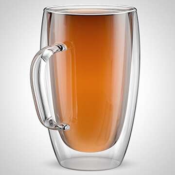 Stone & Mill Large Double Walled Glass Coffee Cups Set