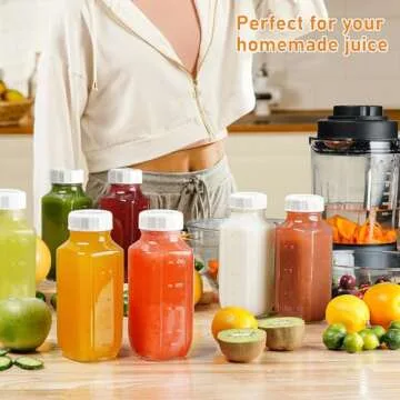 4 Pack 16 Oz Square Glass Milk Bottle with A Silicone Dispenser Cap, Glass Juice Bottles with Airtight Screw Lid, Reusable Drinking Bottles with Capacity Marks, Breastmilk Storage Container