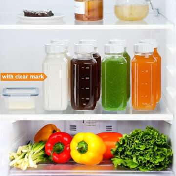 4 Pack 16 Oz Square Glass Milk Bottle with A Silicone Dispenser Cap, Glass Juice Bottles with Airtight Screw Lid, Reusable Drinking Bottles with Capacity Marks, Breastmilk Storage Container