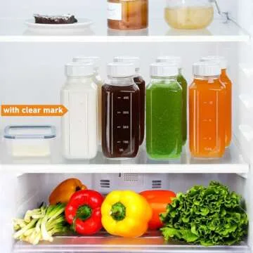 4 Pack 16 Oz Square Glass Milk Bottle with A Silicone Dispenser Cap, Glass Juice Bottles with Airtight Screw Lid, Reusable Drinking Bottles with Capacity Marks, Breastmilk Storage Container